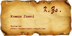 Komsa Zseni névjegykártya